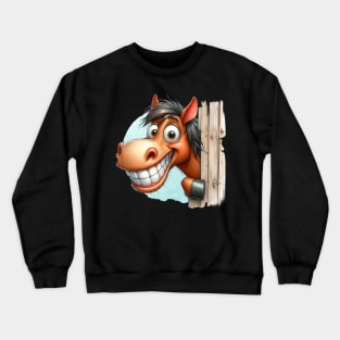 Cute Horse Playing Peek a Boo Crewneck Sweatshirt